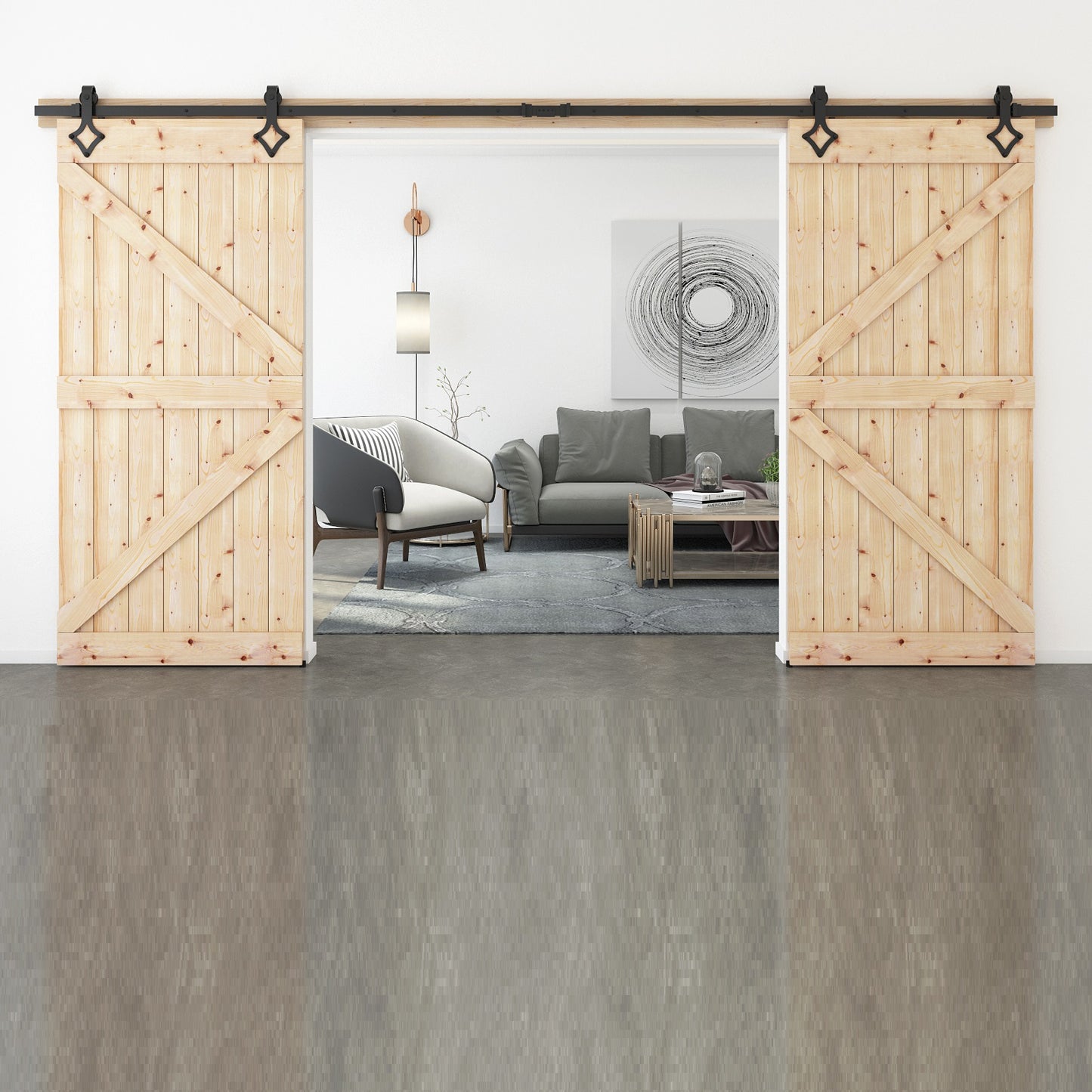 Barn Door Hardware, Sliding Door Hardware, Exposed Wheel Hardware, Double Door Hardware