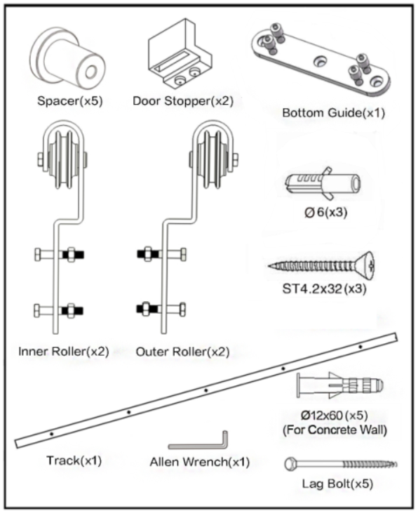 Bypass Barn Door Hardware, Sliding Door Hardware, Bypass Hardware, Barn Door Hardware